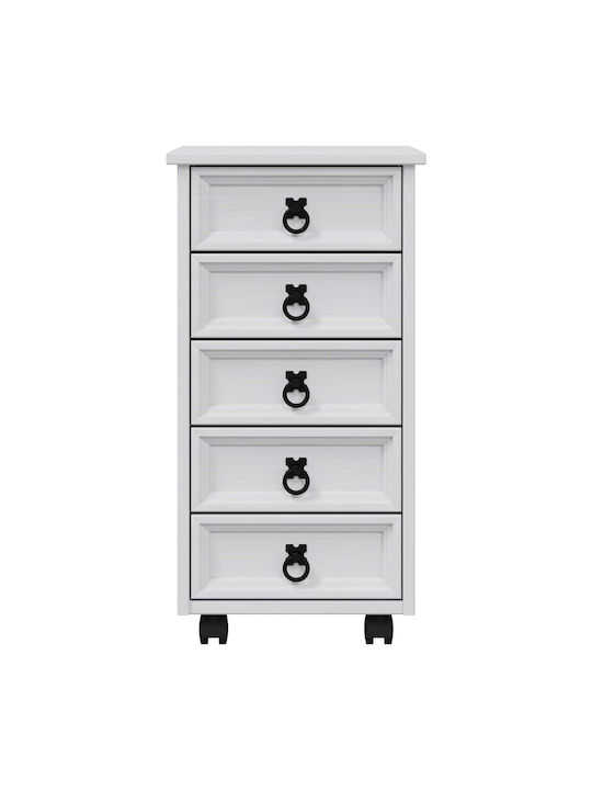 Büroaufbewahrungsschrank aus Massivholz und Metall Weiß 34x39x65.5cm