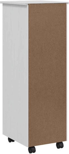 Office Storage Drawer from Solid Wood & Metal with Wheels White 34x39x100cm