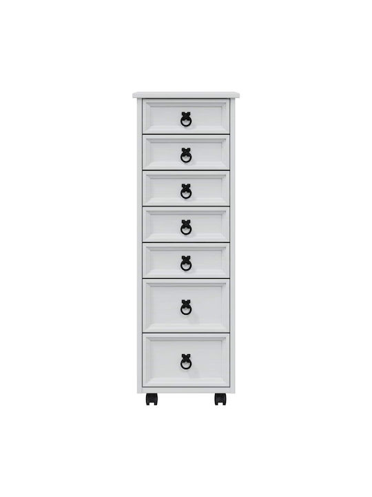 Büroaufbewahrungsschrank aus Massivholz & Metall Weiß 34x39x100cm