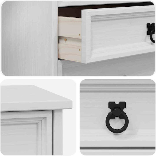 Office Storage Drawer from Solid Wood & Metal with Wheels White 53x39x65.5cm