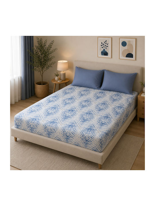 Flamingo Bettlaken Super-Doppel mit Gummiband 160x200+32cm. Blue