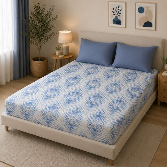 Flamingo Super-Double 160x200+32cm with Elastic Blue