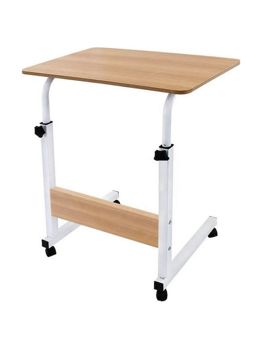 Desk Laptop Wooden Sonama - White with Metal Legs & Adjustable Height 60x40x89cm