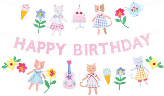 Partydekorationen Papier Girlande Kindergeburtstag Kitten Club-happy Birthday