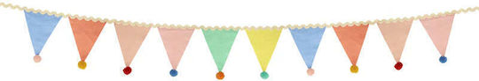 Fabric Garland Flags Pompom 3m Meri Meri