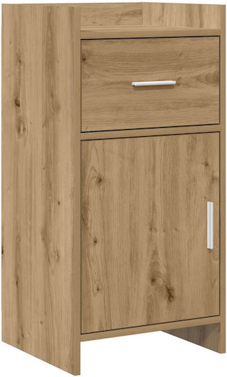 Wooden Bedside Table with Metal Legs Brown 40x36x80cm Wooden Bedside Table with Metal Legs Brown 40x36x80cm