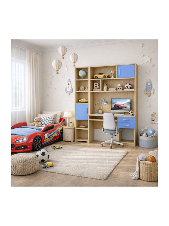 Kids Wooden Bookcase No 13 Light Blue 40x30x180cm