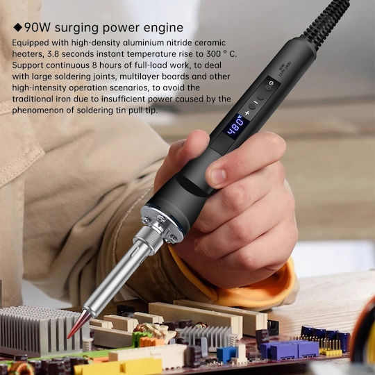 Digital Ceramic Electric Soldering Iron 90w 220v Adjustable Temperature LCD Display Dgyibao 988