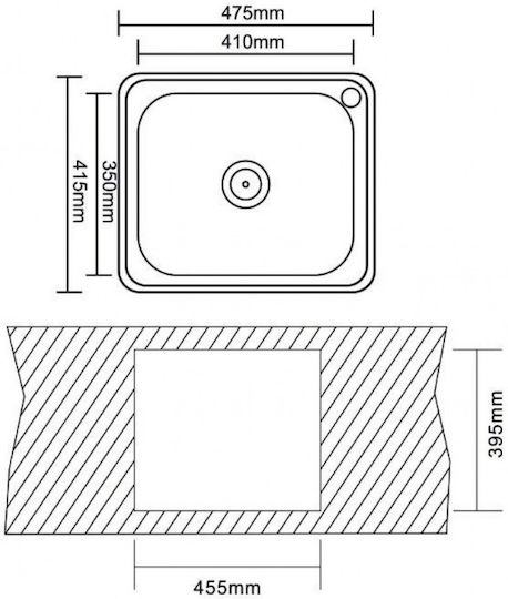 Inter Ceramic 4842/4640 Drop-In Inox Μ48xΠ42cm Gray Inter Ceramic 4842/4640 Drop-In Inox Μ48xΠ42cm Gray