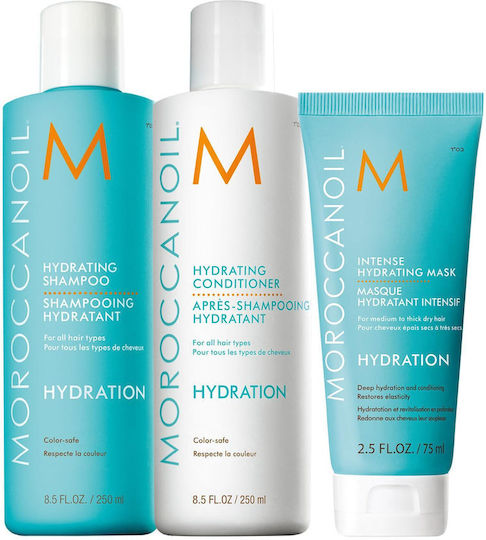 Moroccanoil Hydration Σετ Περιποίησης Μαλλιών Ενυδάτωσης με Σαμπουάν, Μάσκα & Conditioner 3τμχ