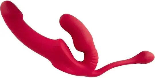 Women's Triple Strapless Strap On Vibration You2toys 23cm Red