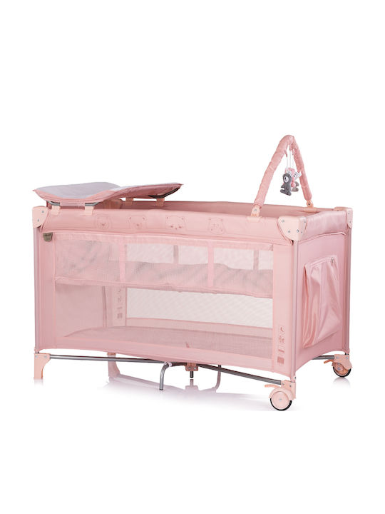 Chipolino Luna Playpen 2 Levels With Changing Table & Mattress Pink 128x71cm