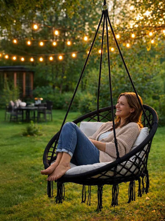 Fabric Swing Black with 150kg Maximum Weight Capacity L80xW80xH45cm