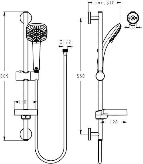 Ideal Standard Idealrain Cube M3 Bară de duș Ideal Standard Idealrain Cube M3 Bară de duș