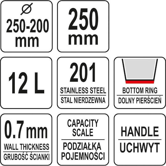 Yato Inox Bucket Capacity 12l Gray