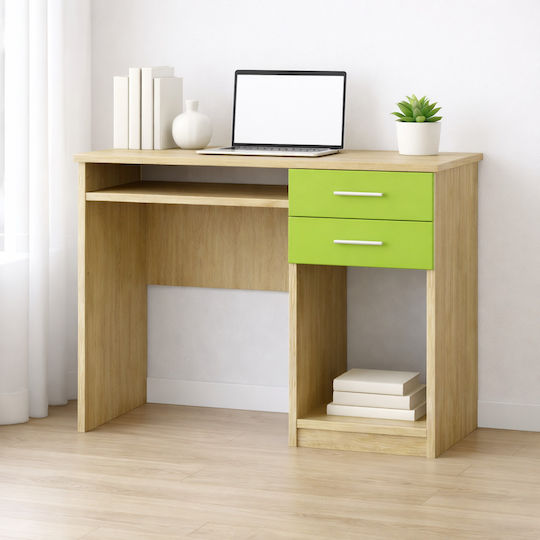 No 8 Детско бюро от меламин Oak-Light Green 100x55x80см