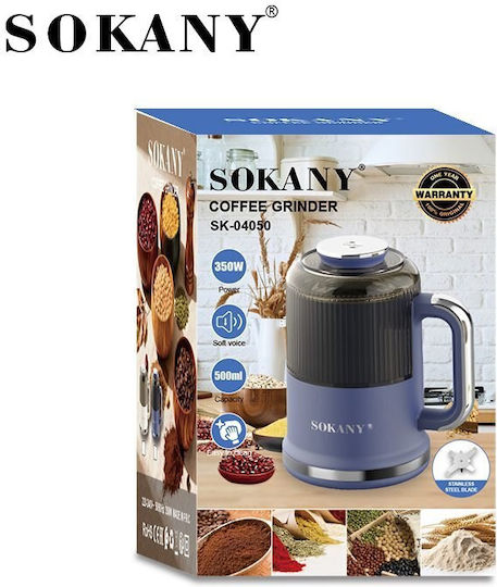 Sokany Electric Coffee Grinder 350W with 500g Capacity Blue