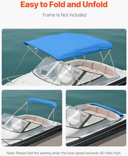 Replacement Top Cover Vevor 4 Bow Bimini Length 2440 Mm Durable 600d Marine Grade Waterproof Boat Shade Cover Storage Tent Sleeve Zipper Easy Installation 2464-2616 Mm W Blue Without Frame