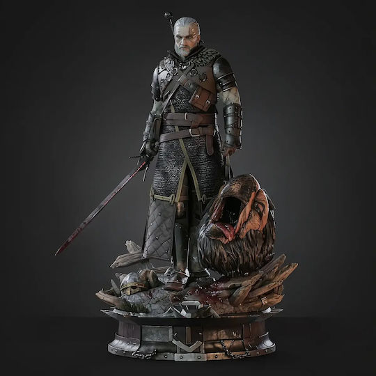 Unpainted 3D Figur Geralt 426mm Demon Head Witcher 3 Bemalung Diy Geschenk Farben 30 cm 1:6