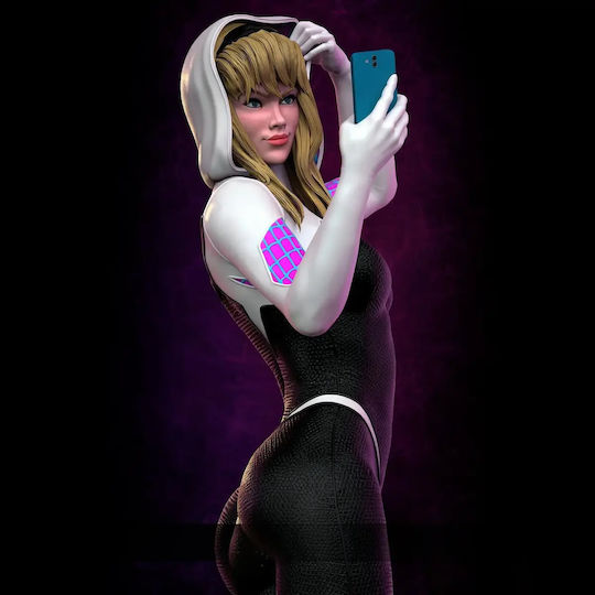 Unpainted 3D Figure Spider Gwen Smartphone 3D Printing Figurine Spiderman Painting DIY Gift Colors 15.2 Cm 1:12