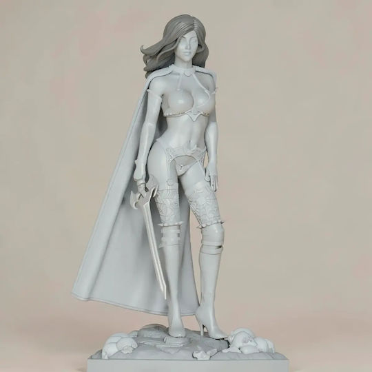 Άβαφη 3D Фигура Хелоуин Lady Death Sword Scythe Боядисване DIY Подарък Цветове 15,2 см 1:12