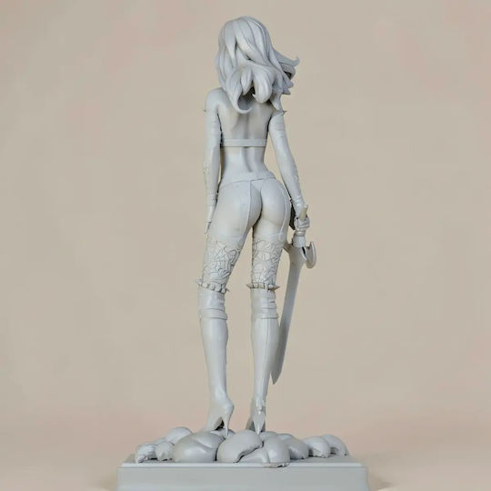Άβαφη 3D Фигура Хелоуин Lady Death Sword Scythe Боядисване DIY Подарък Цветове 15,2 см 1:12