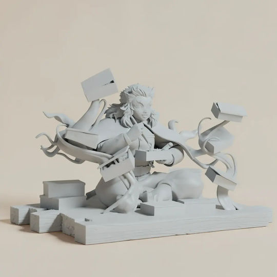 Figurină 3D Nevopsită Kyojuro Rengoku Model 3D Luând Cina Din Demon Slayer Vopsire Diy Cadou Culori 20 Cm 1:8
