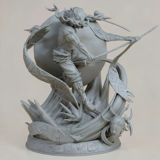 Unbemalte 3d Figur Hashibira Inosuke 3d Modell Aus Demon Slayer Bemalen Diy Geschenk Farben 15,2 Cm 1:12