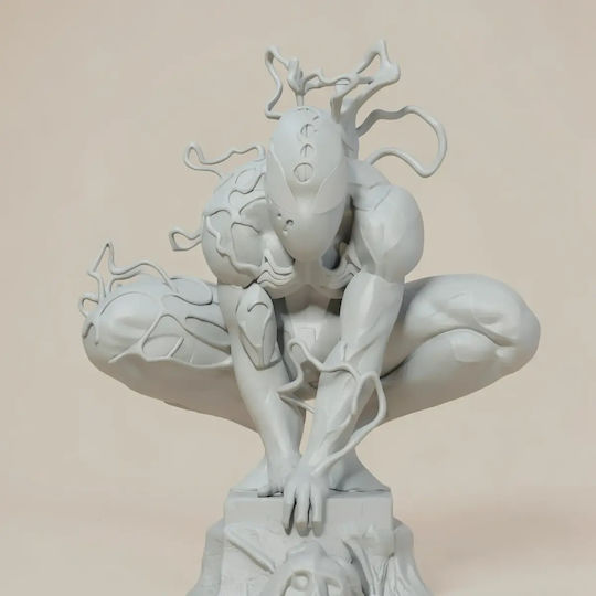 Άβαφη 3d Φιγούρα Symbiote Spiderman 3d Model Sitting On Base Βάψιμο Diy Δώρο Χρώματα 20 Cm 1:8