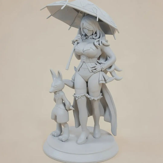 Unpainted 3D Figure Lucario Sexy From Pokemon Painting DIY Gift Colors 20 Cm 1:8