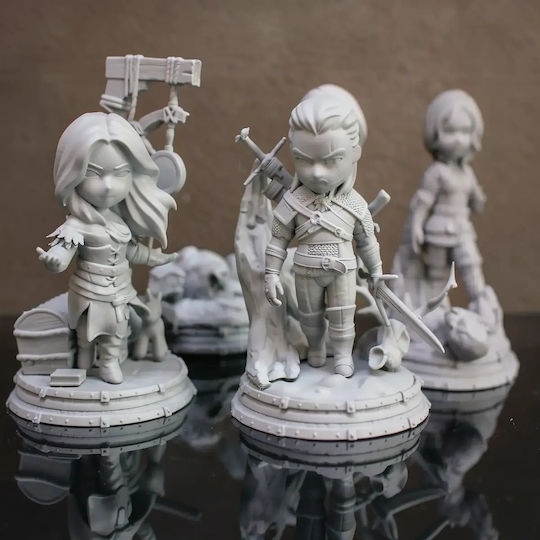 Unbemalte 3d Figur Witcher Chibi Set 4 Modelle Bemalen Diy Geschenk Farben 20 Cm 1:8