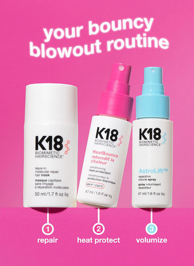K18 Salon Blowout At Home Seturi Pentru Par Și Styling Reconstrucție Și Hrană Cu Mască Protecție Termică Și Spray 3 Bucăți