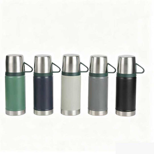 Portable Thermos Bottle Stainless Steel / Plastic 650ml Grey with Handle
