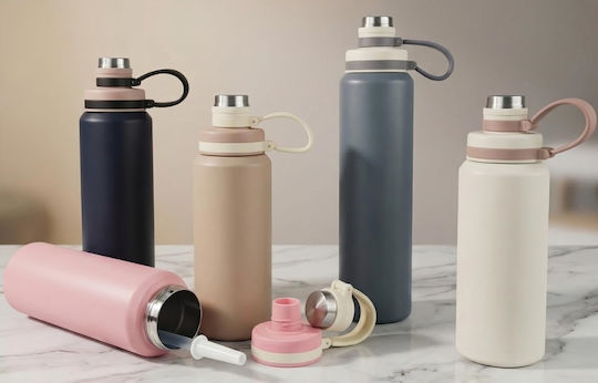 Păguri Portabil Termos Sticlă Termos Oțel Inoxidabil / Plastic 600ml Alb cu Mâner