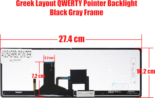 Greek Laptop Keyboard Toshiba Portege Z30 Z30-a Z30-b Z30-b1320 Z30-c Z30t Z30t-a Z30t-b Z30t-c Z30t-z 4b.naj05.001 9z.najbn.001 Gr Pointer Backlit Black Grey Frame Code 40254grblpointer