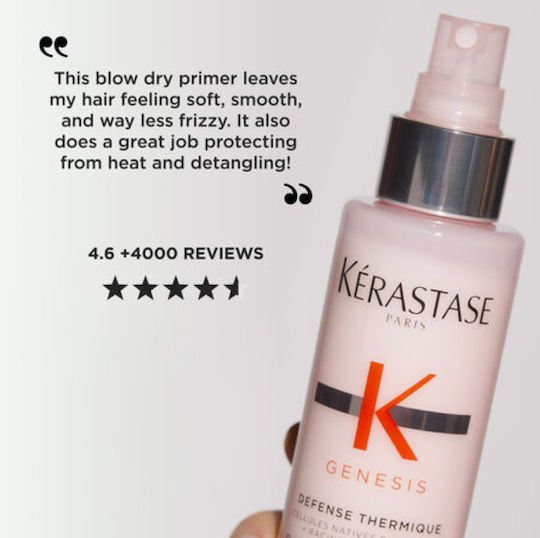 Kérastase Genesis Bain Hydra Fortifiant Hair Care & Styling Set Against Hair Loss for Thin Hair with Shampoo, Conditioner & Heat Protection 3 Pieces