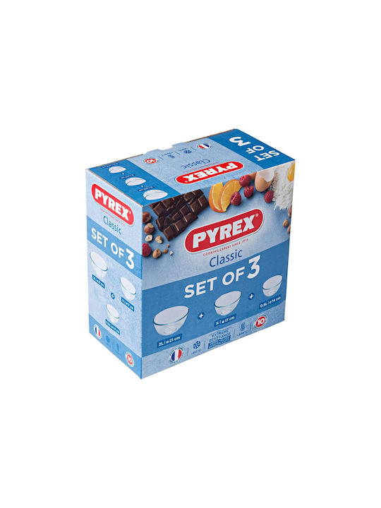 Pyrex Μπωλ Σερβιρίσματος Στρογγυλό Γυάλινο Μπεζ 3τμχ