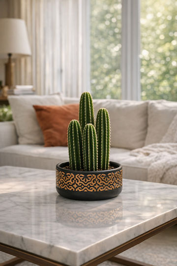 Stewehome Decorative Concrete Pot Cactus Succulents Bonsai Copper Details 15x5x5 Cm