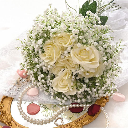 SteweHome Set Aus 7 Stück Dekorative Künstliche Weiße Blumenstrauß Pisso Weiß