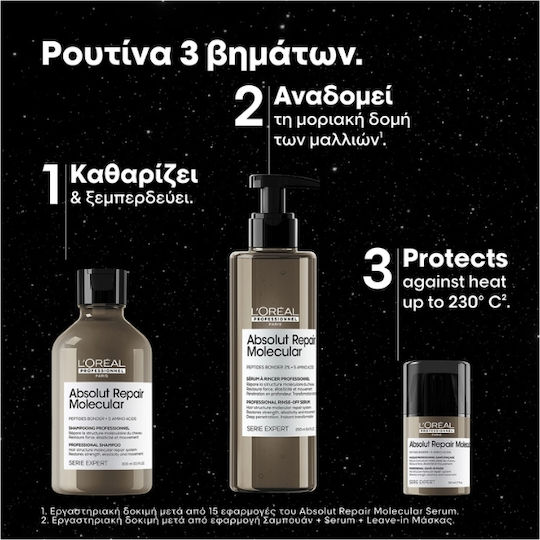 L'Oréal Professionnel Absolut Repair Hair Care Set for Reconstruction & Nourishment for Damaged Hair with Shampoo, Mask & Serum 3 Pieces