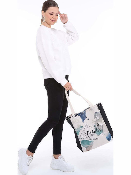 Enpapa Stoff Damen Schultertasche Beiges