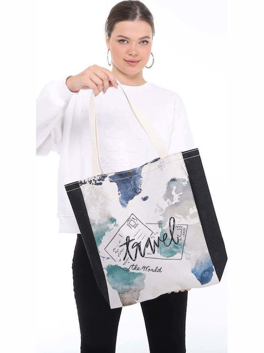 Enpapa Stoff Damen Schultertasche Beiges