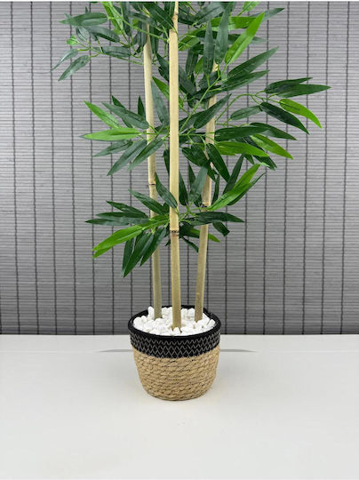 Stewehome Decorative Bamboo Plant Woven Straw Cotton Pot 3 Stems Black 16x12x81 Cm Stewehome Decorative Bamboo Plant Woven Straw Cotton Pot 3 Stems Black 16x12x81 Cm