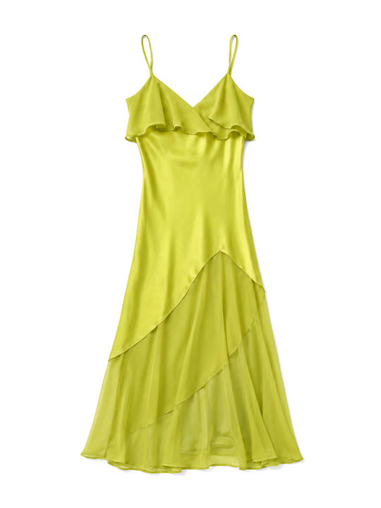 Summer Maxi Dress for Wedding Christening Satin Green
