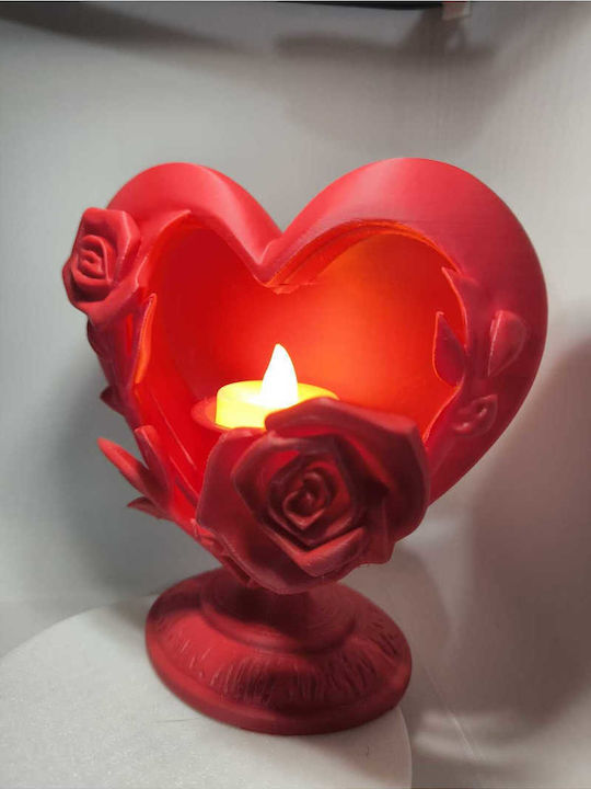 SteweHome Plastic Candle Holder In Red Colour 15x6cm