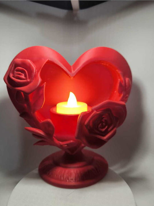 SteweHome Plastic Candle Holder In Red Colour 15x6cm