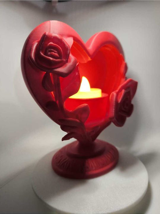SteweHome Plastic Candle Holder In Red Colour 15x6cm