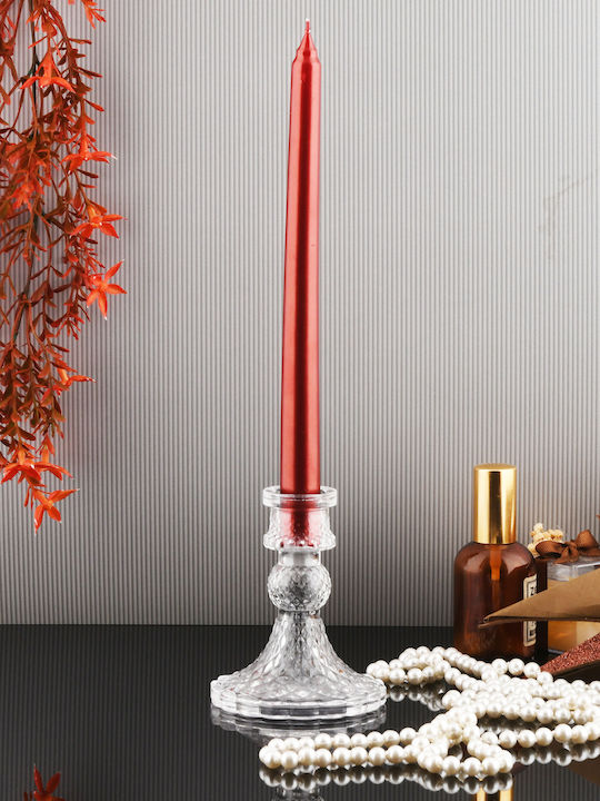 SteweHome Glass Candle Holder In Orange Colour 10x10cm
