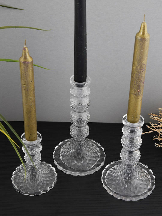 SteweHome Set Crystal Candle Holders 10x15cm 3 Pieces