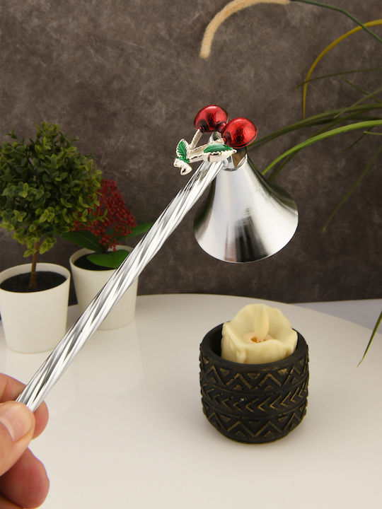 SteweHome Metal Candle Holder In Silver Colour 22x12cm